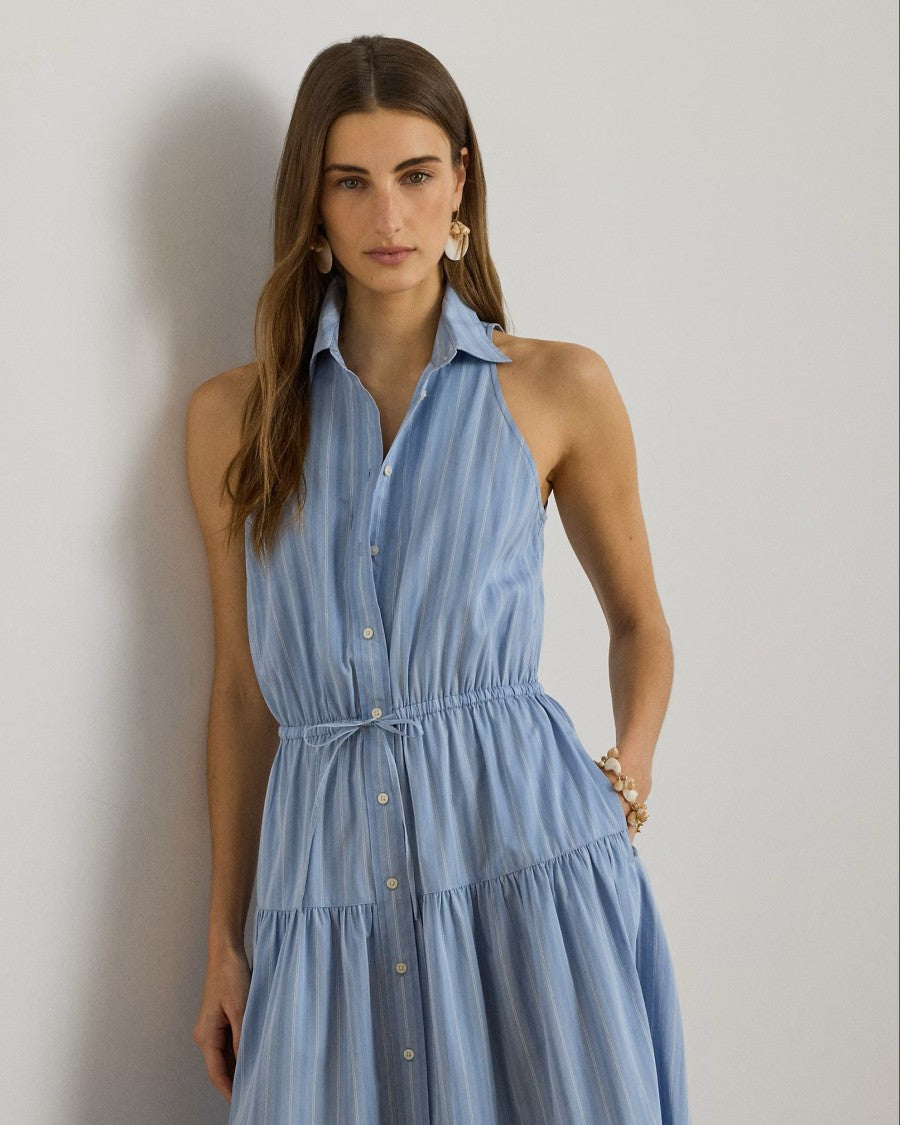 Lauren Ralph Lauren Light Blue Woven Broadcloth Midi Dress