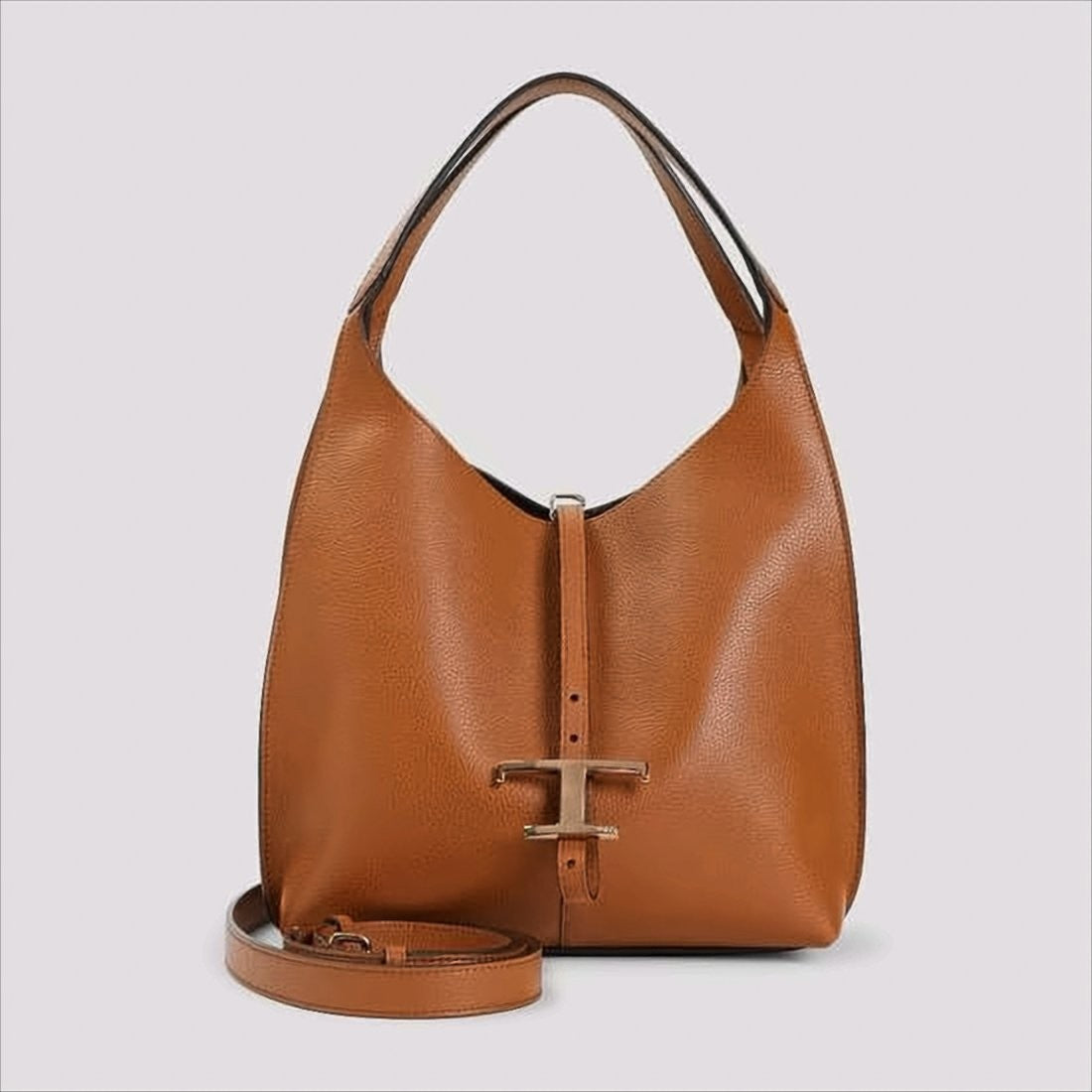 Tod's Textured Calf Leather Shoulder Bag With T-Buckle Closure