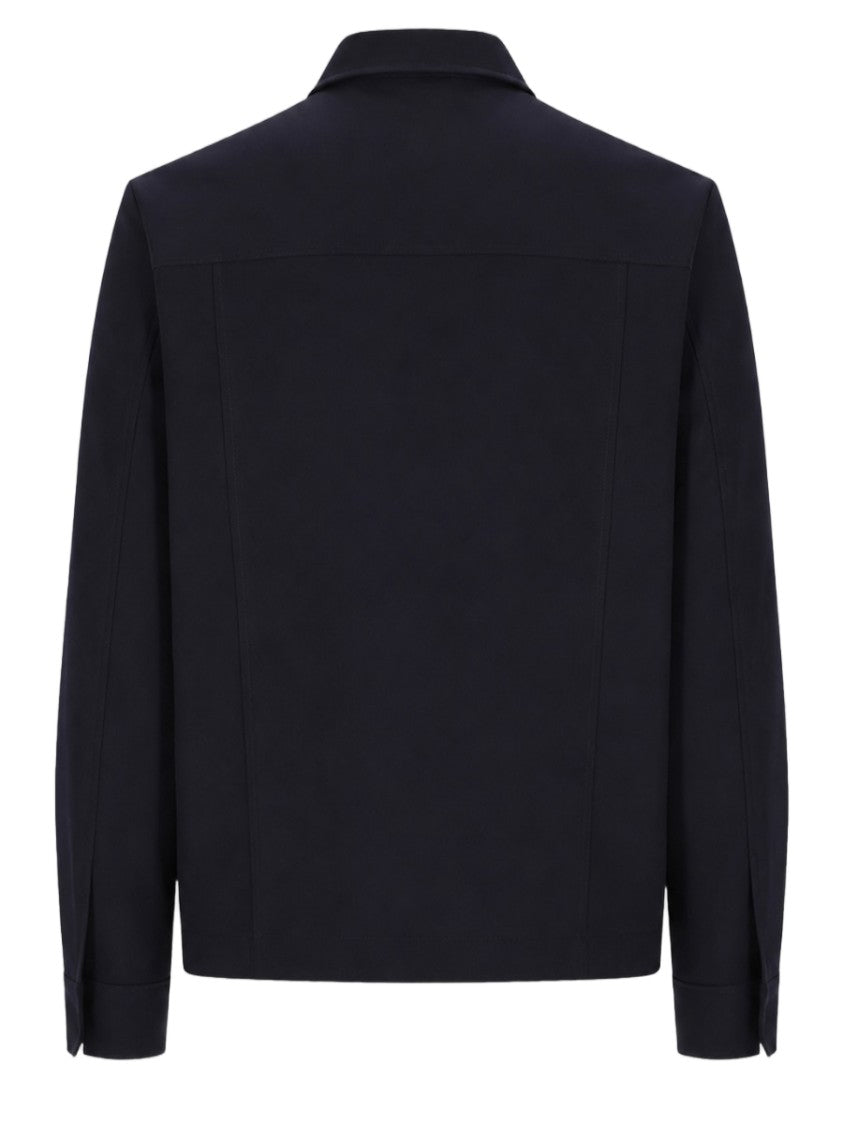 Boss Minimalist Black Virgin Wool Jacket With Clean Zipper Closure