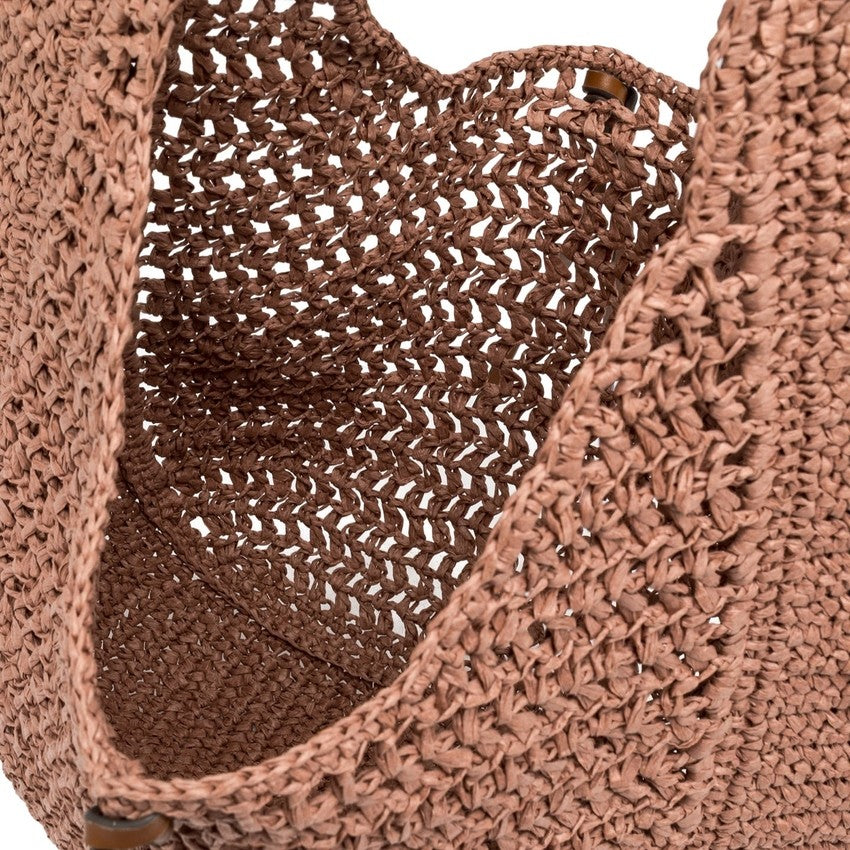 Gianni Chiarini Crochet Straw Hobo Bag