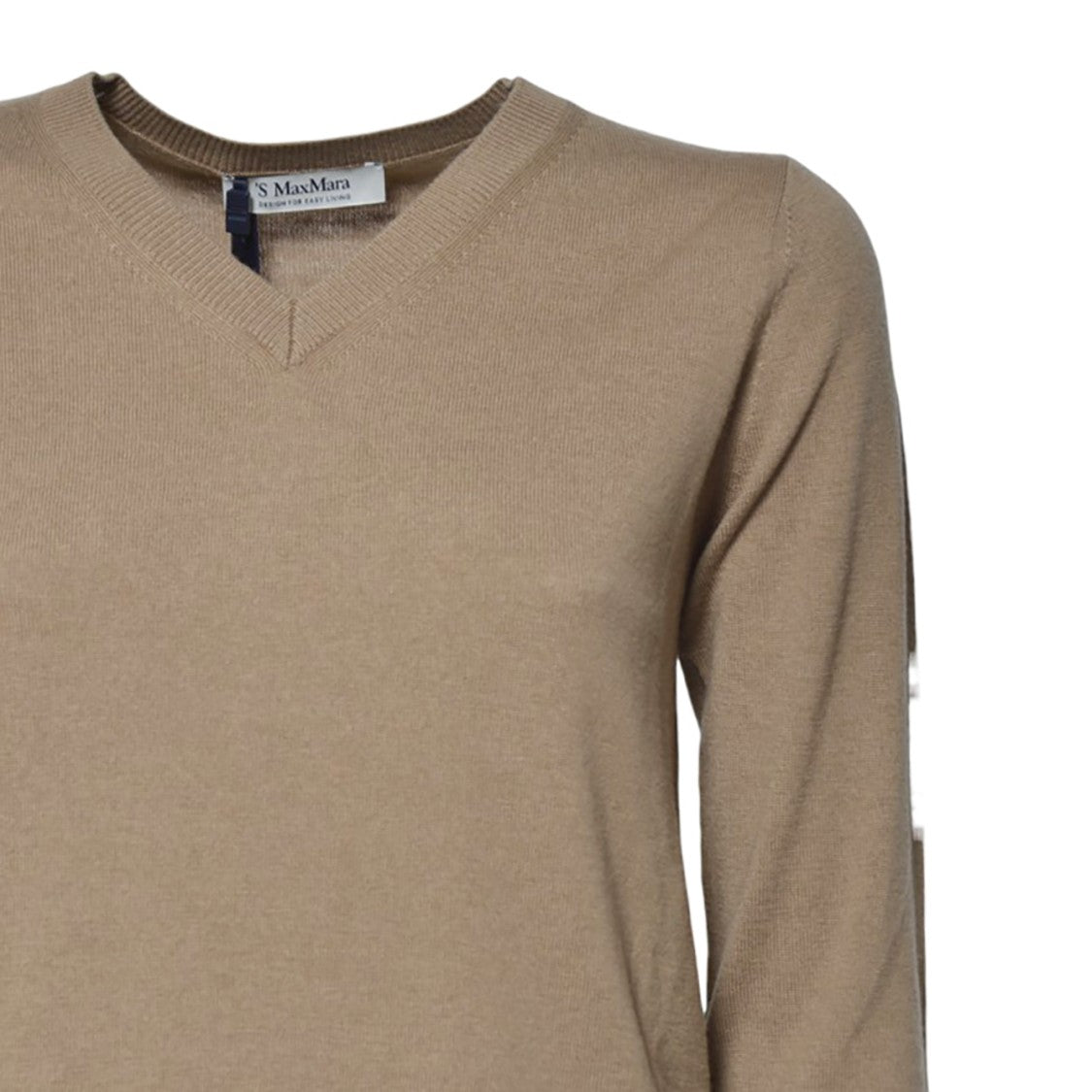 Max Mara Classic V-Neck Wool Sweater With Ribbed Details