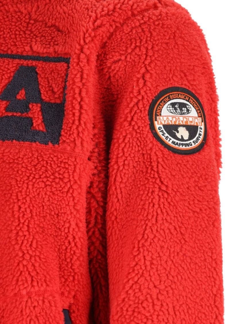Napapijri Fleece Textured Logo Panel Half-Zip Sweater
