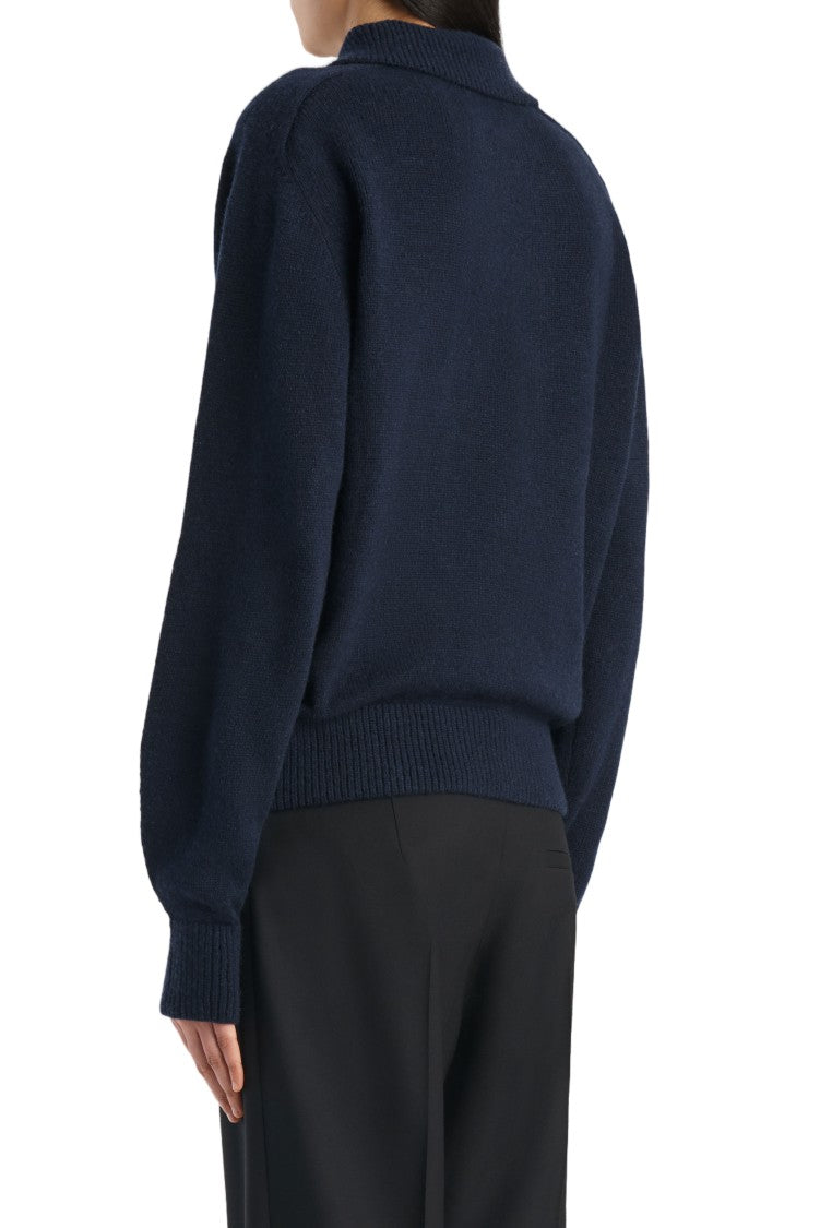 Khaite Navy Blue Wool-Blend Jackson Sweater