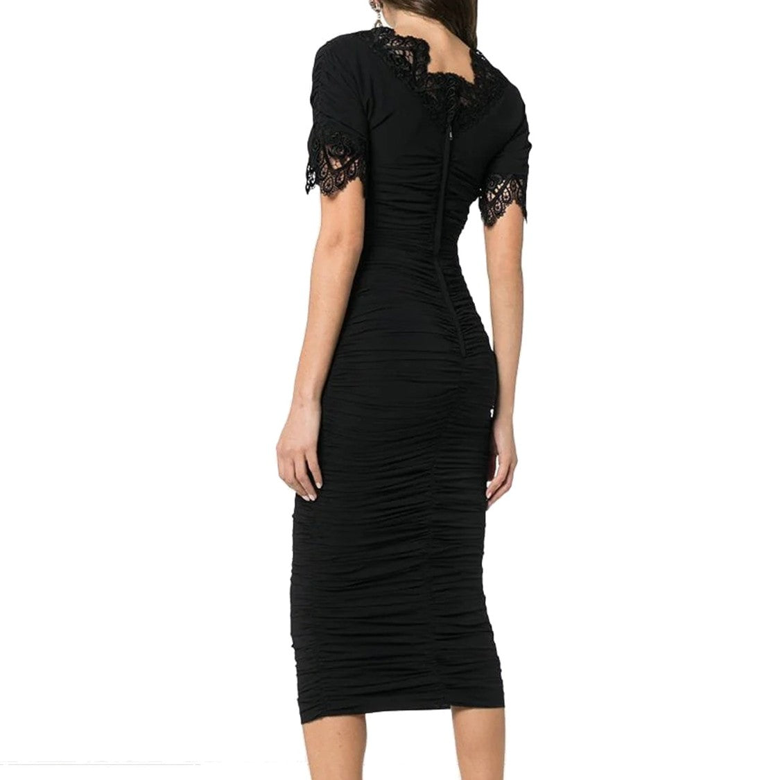 Dolce & Gabbana Fitted Midi Dress With Lace Trim