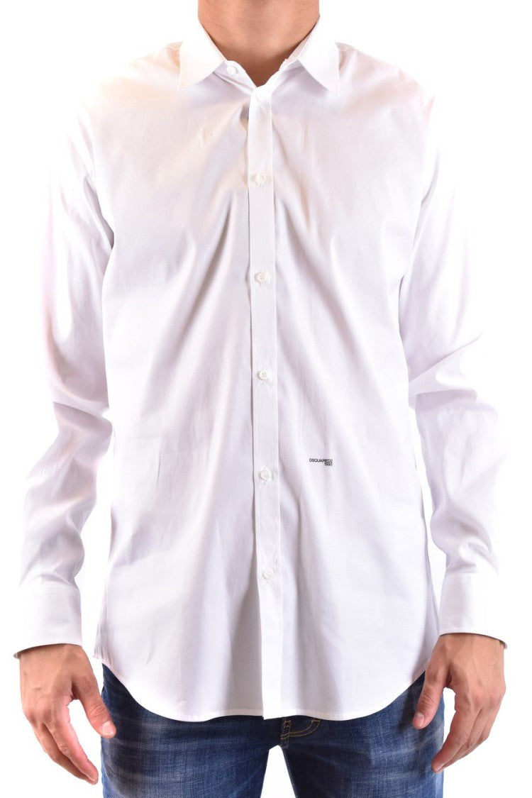 Dsquared2 White Cotton Button-Up Shirt