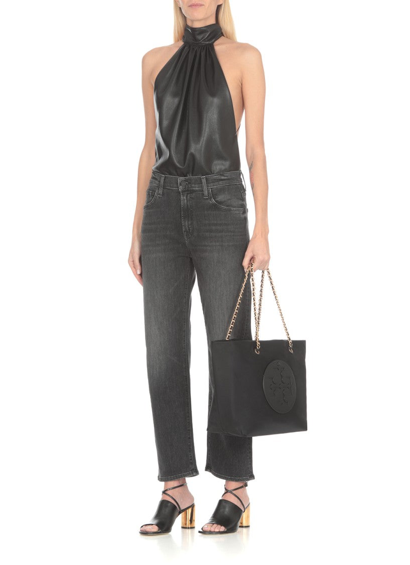 Tory Burch Black Ella Chain Shopping Bag