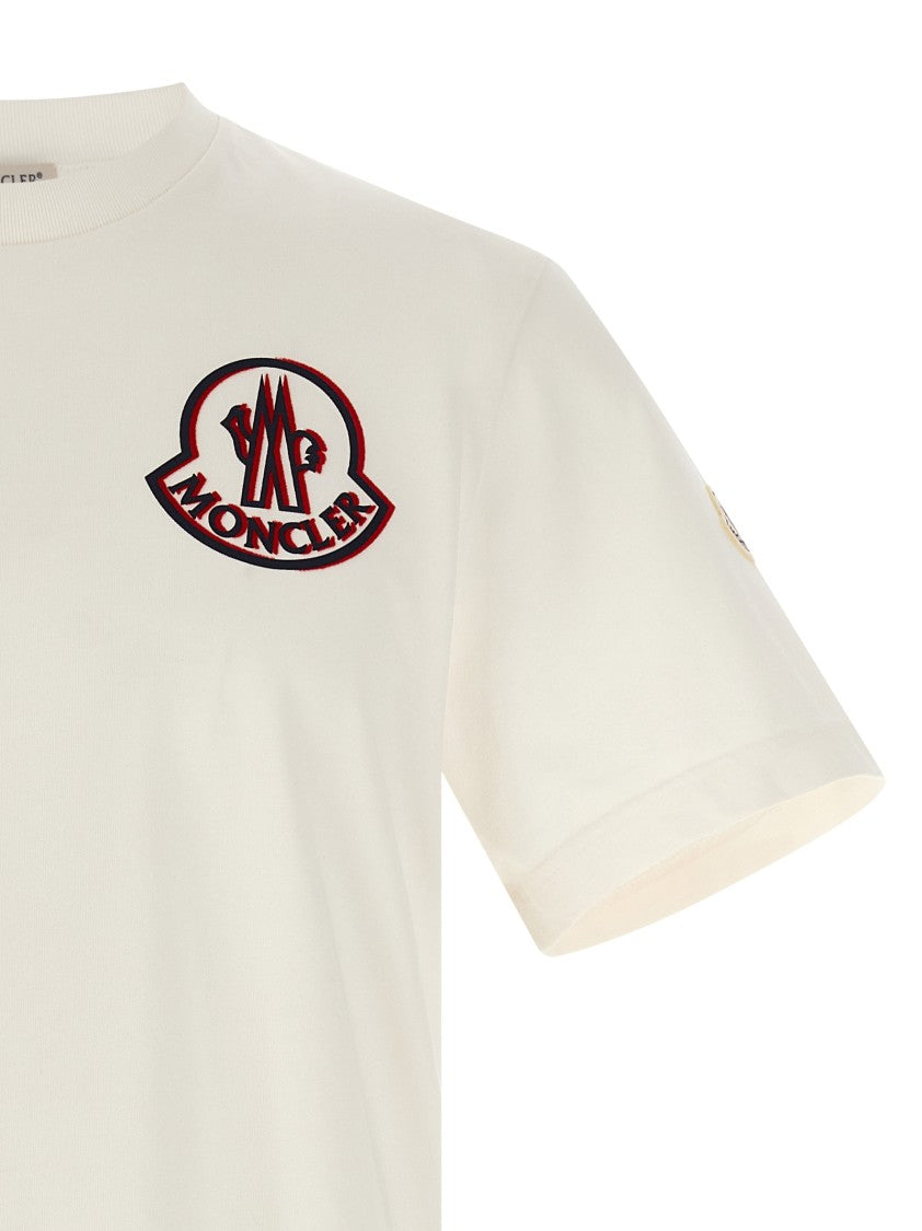 Moncler Flocked Logo T-Shirt In Organic Cotton With Aesthetics