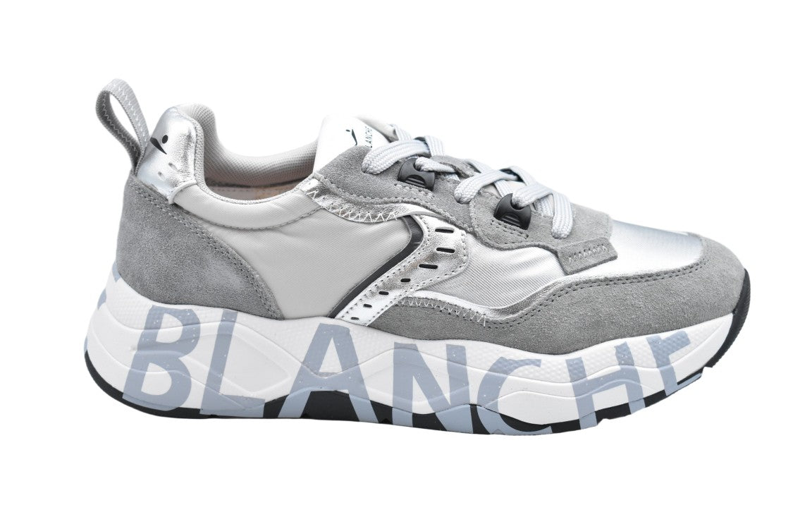 Voile Blanche Laced Platform Sneakers With Mixed Material Design