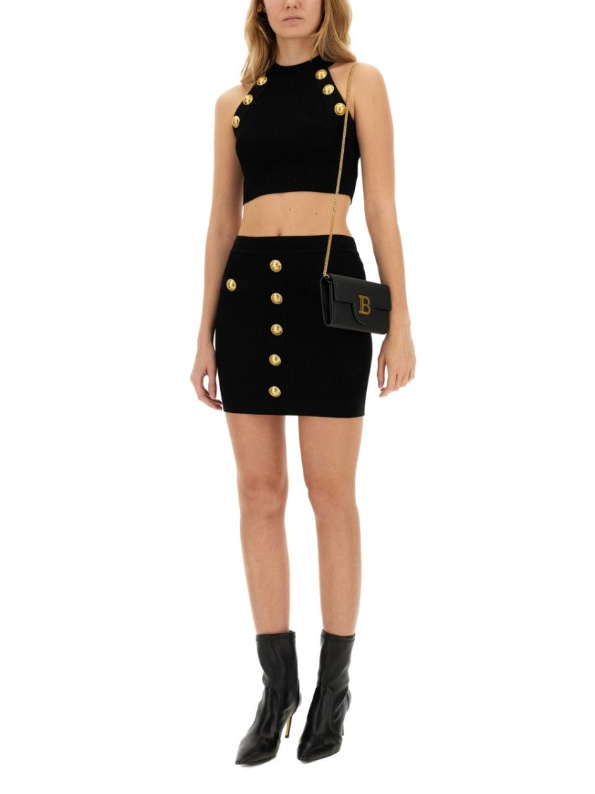 Balmain Fitted Black Mini Skirt