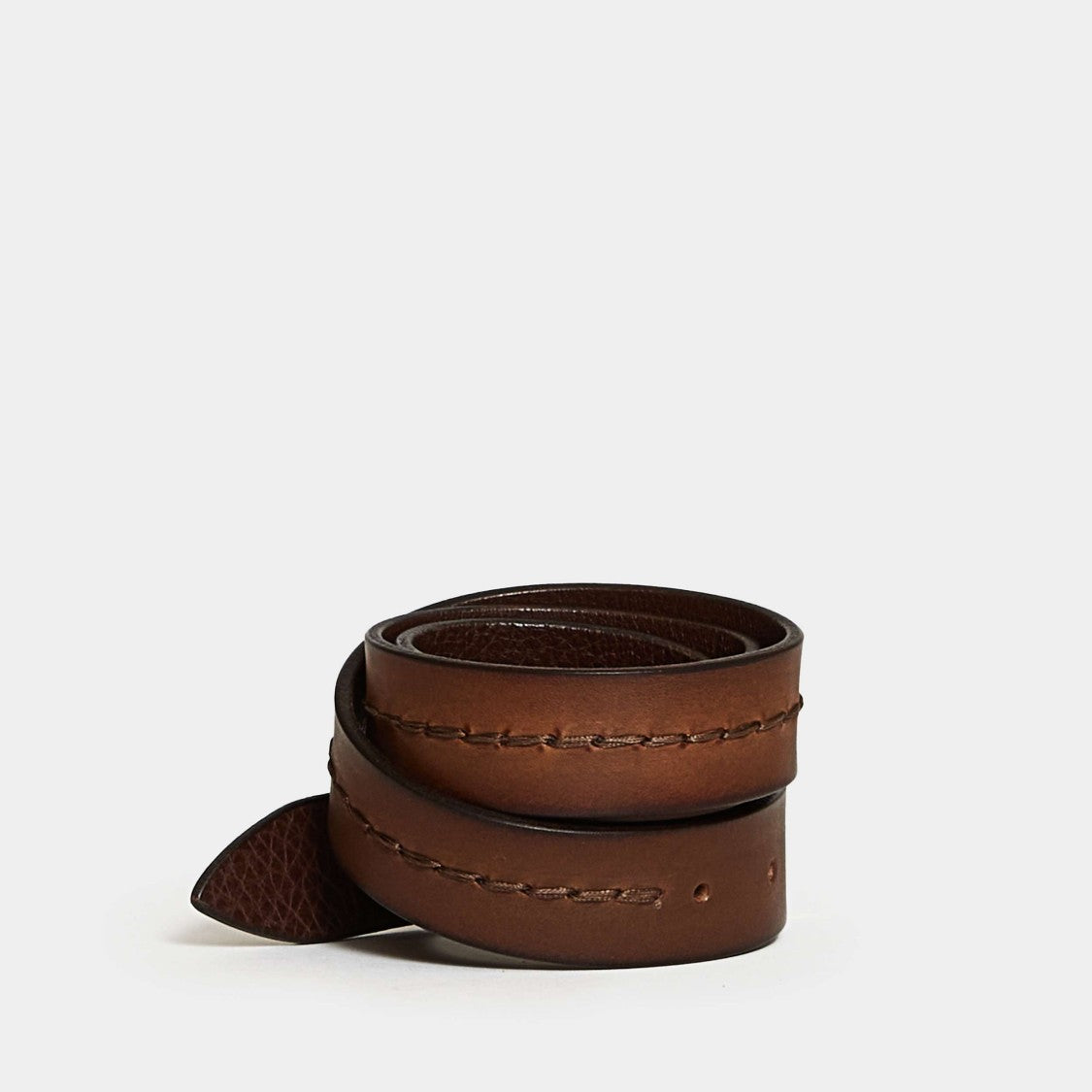 Orciani Burnt Leather Belt With Elegant Stitching