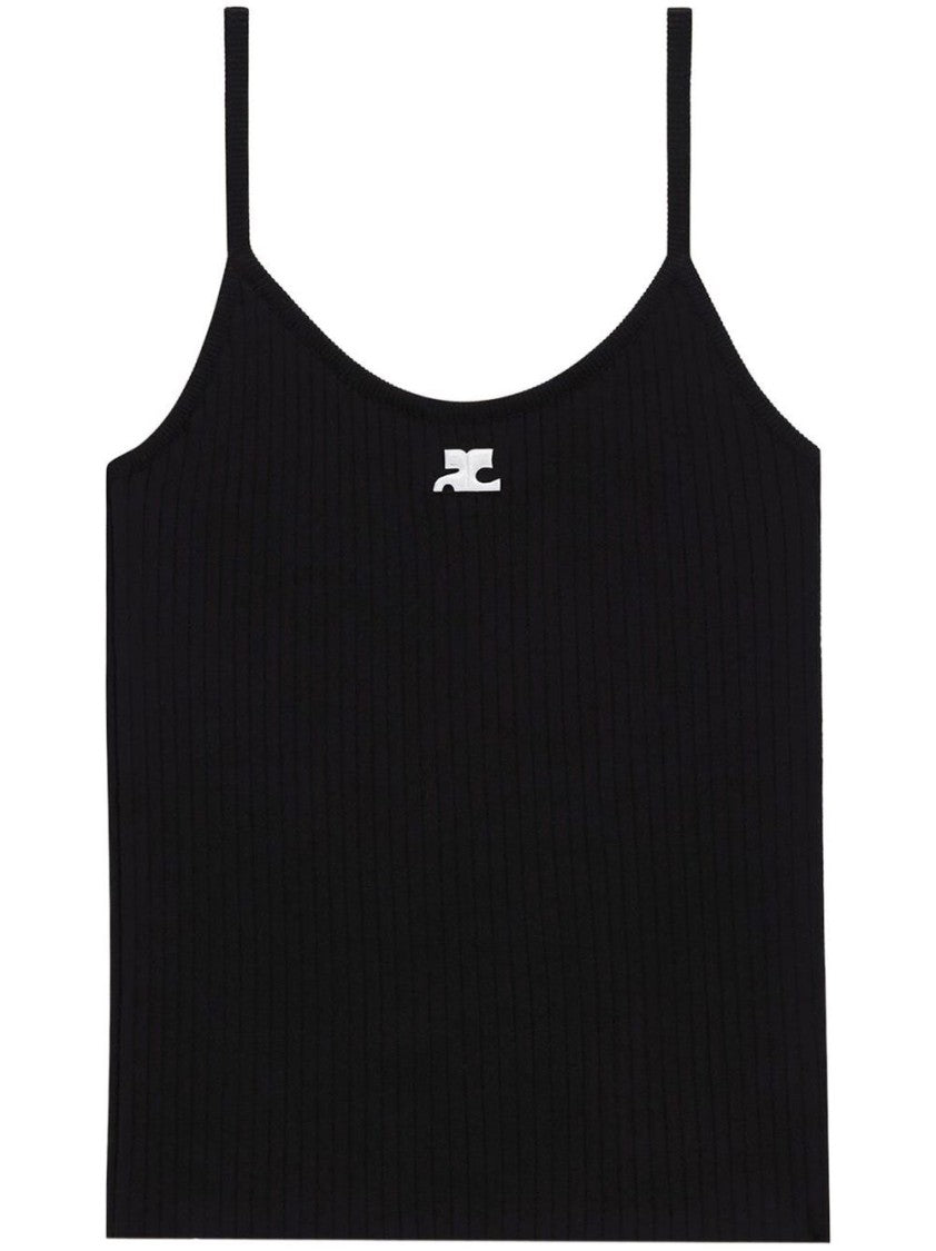 Courrèges Black Silk And Nylon Knit Top