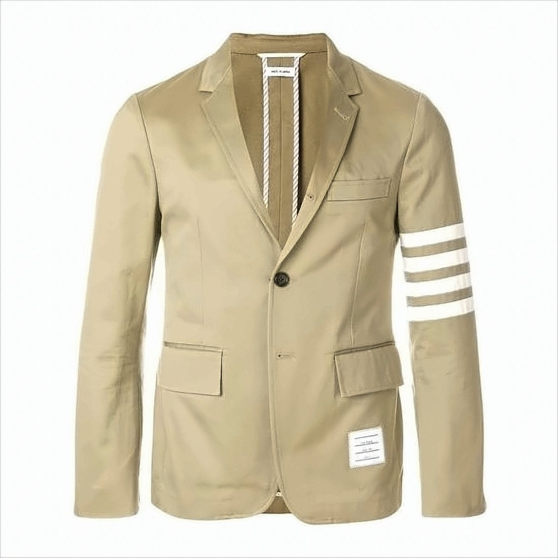 Thom Browne Tailored Brown Cotton Suit Jacket With Signature Stripes