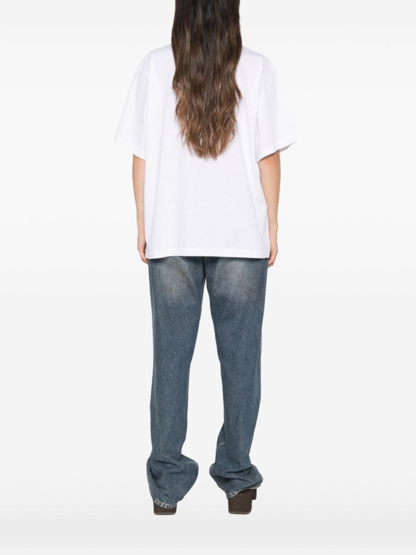 Balenciaga White Oversized T-Shirt With Multicolored Distressed Print