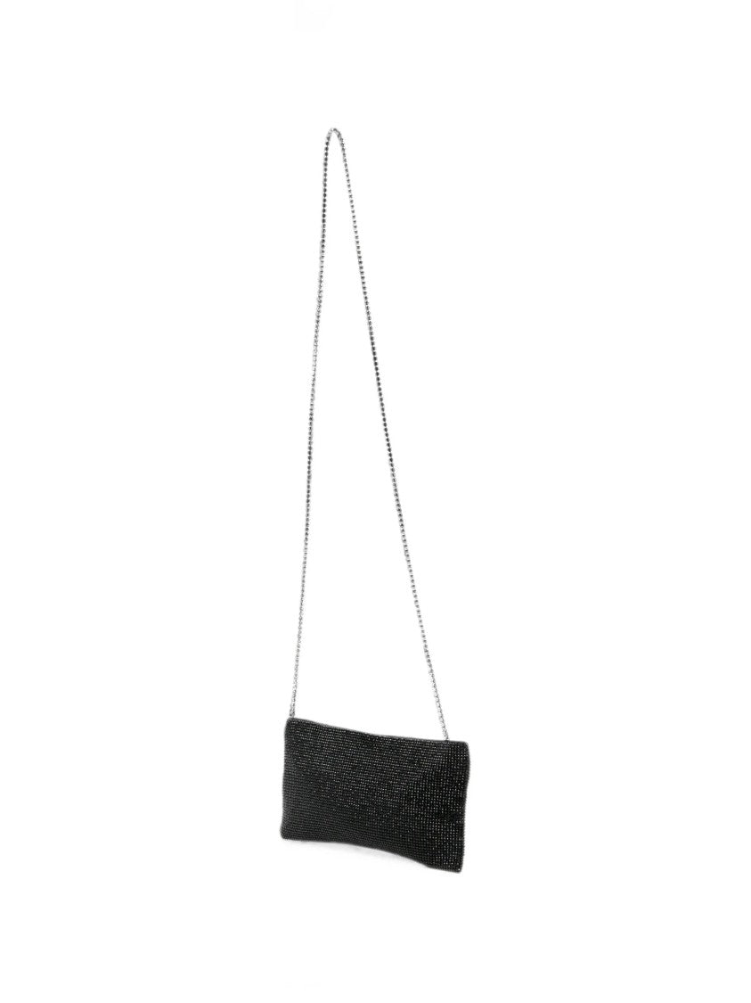 Benedetta Bruzziches Rectangular Evening Bag With Shimmering Black Crystals