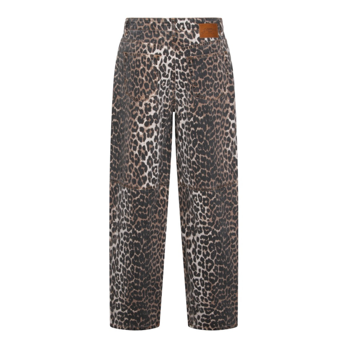 Ganni Leopard Print Straight-Leg Jeans