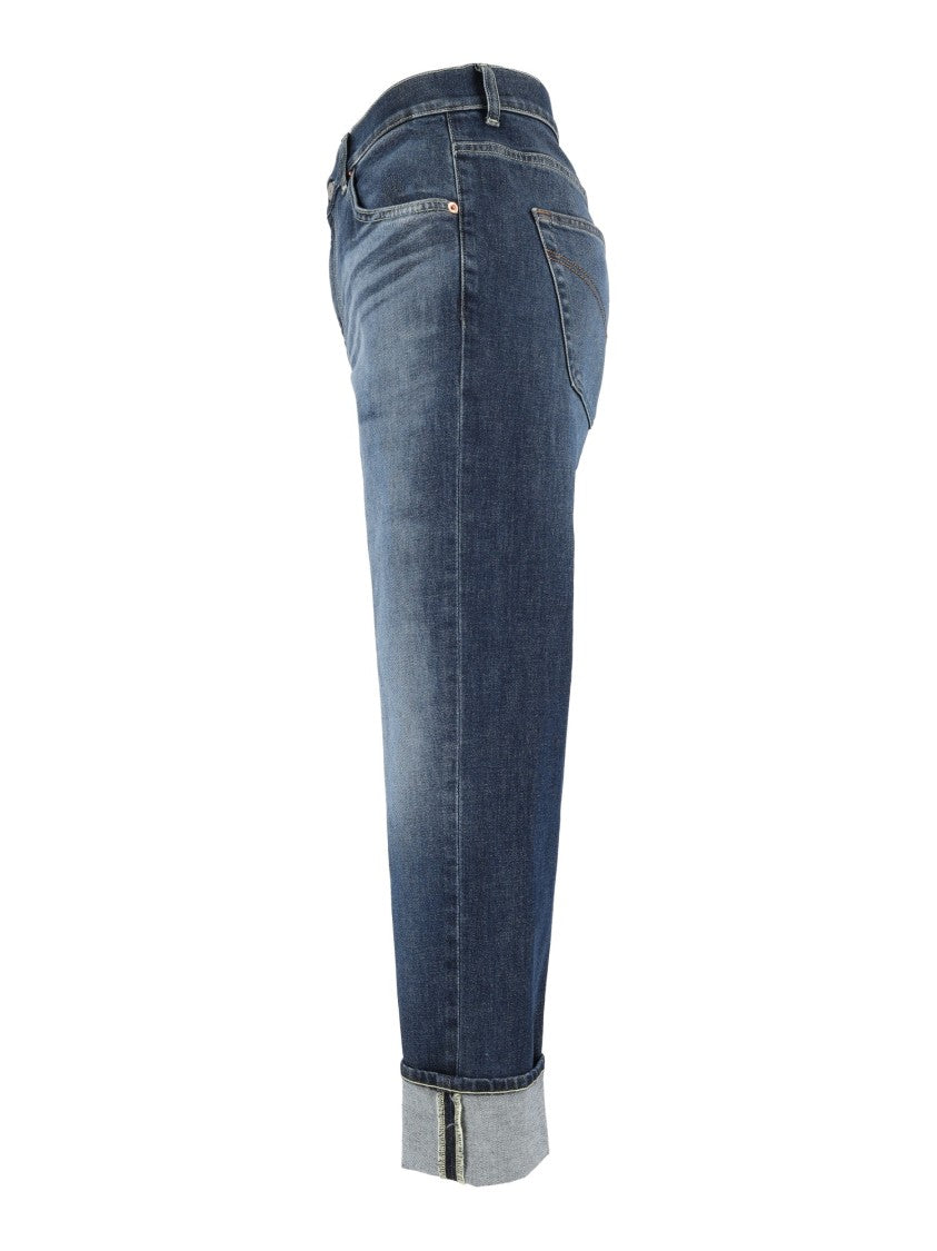 Dondup Paco Mid-Wash Rolled-Cuff Tapered Jeans