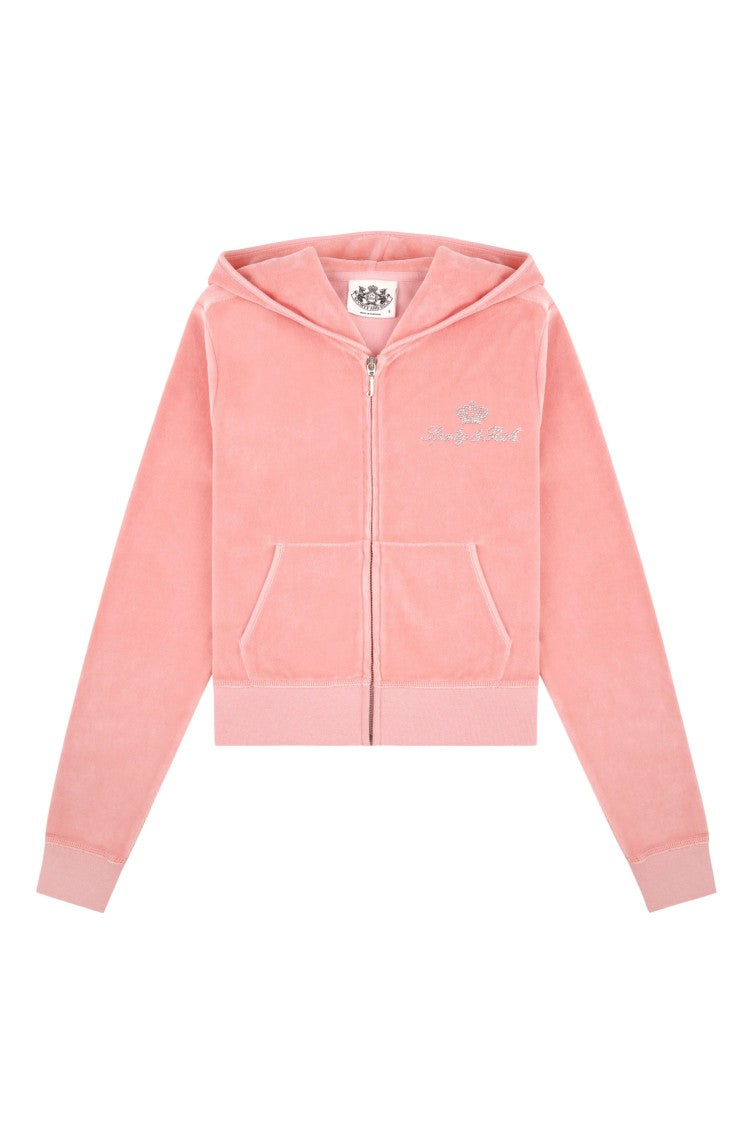 S&R X Juicy Couture Pink Juicy Script Velour Zip Hoodie