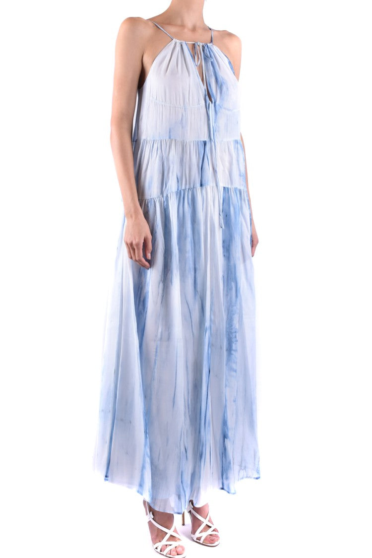 Dondup Tiered Maxi Dress With Watercolor Pattern