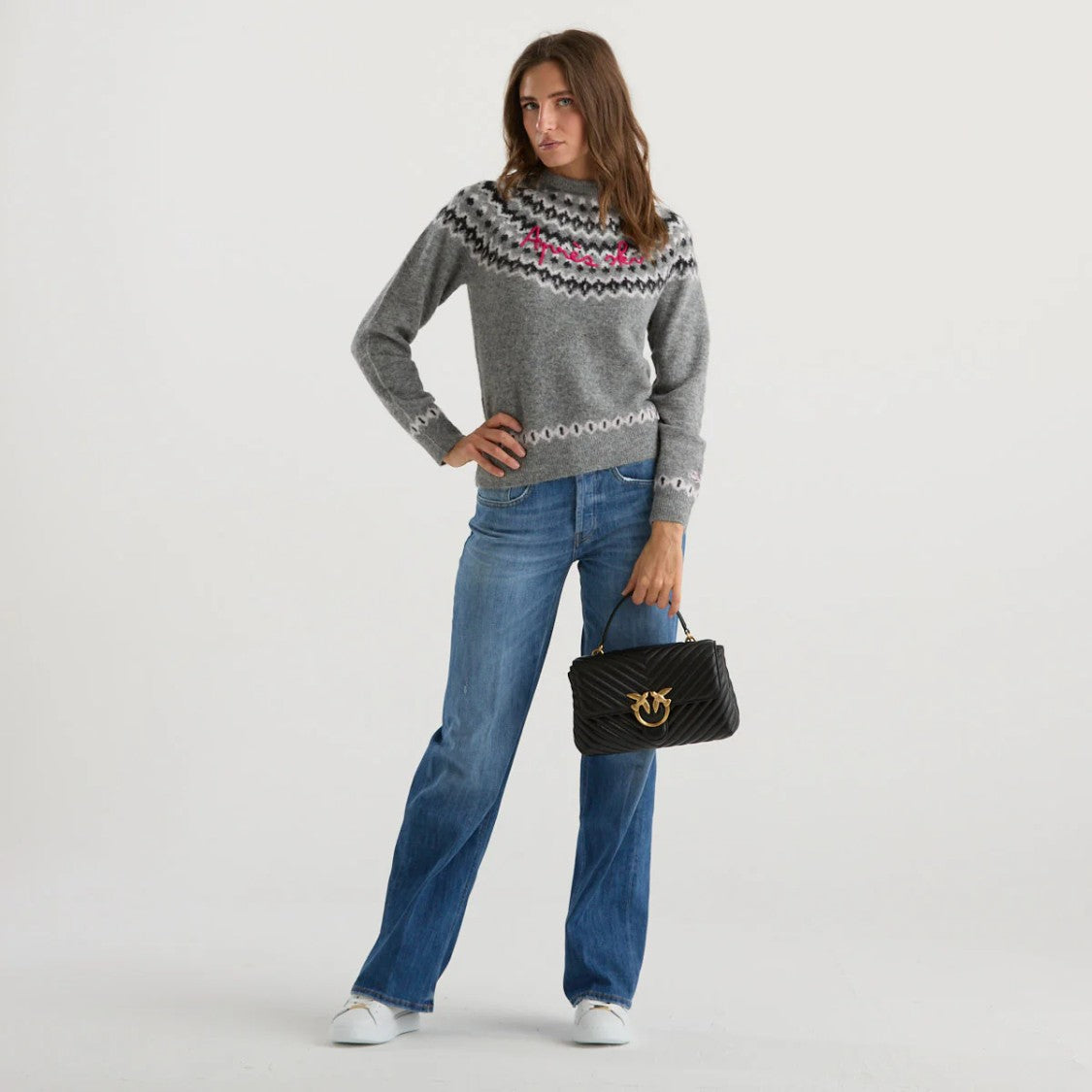 Mc2 Saint Barth Nordic Knit Sweatshirt With Embroidered Script Detail