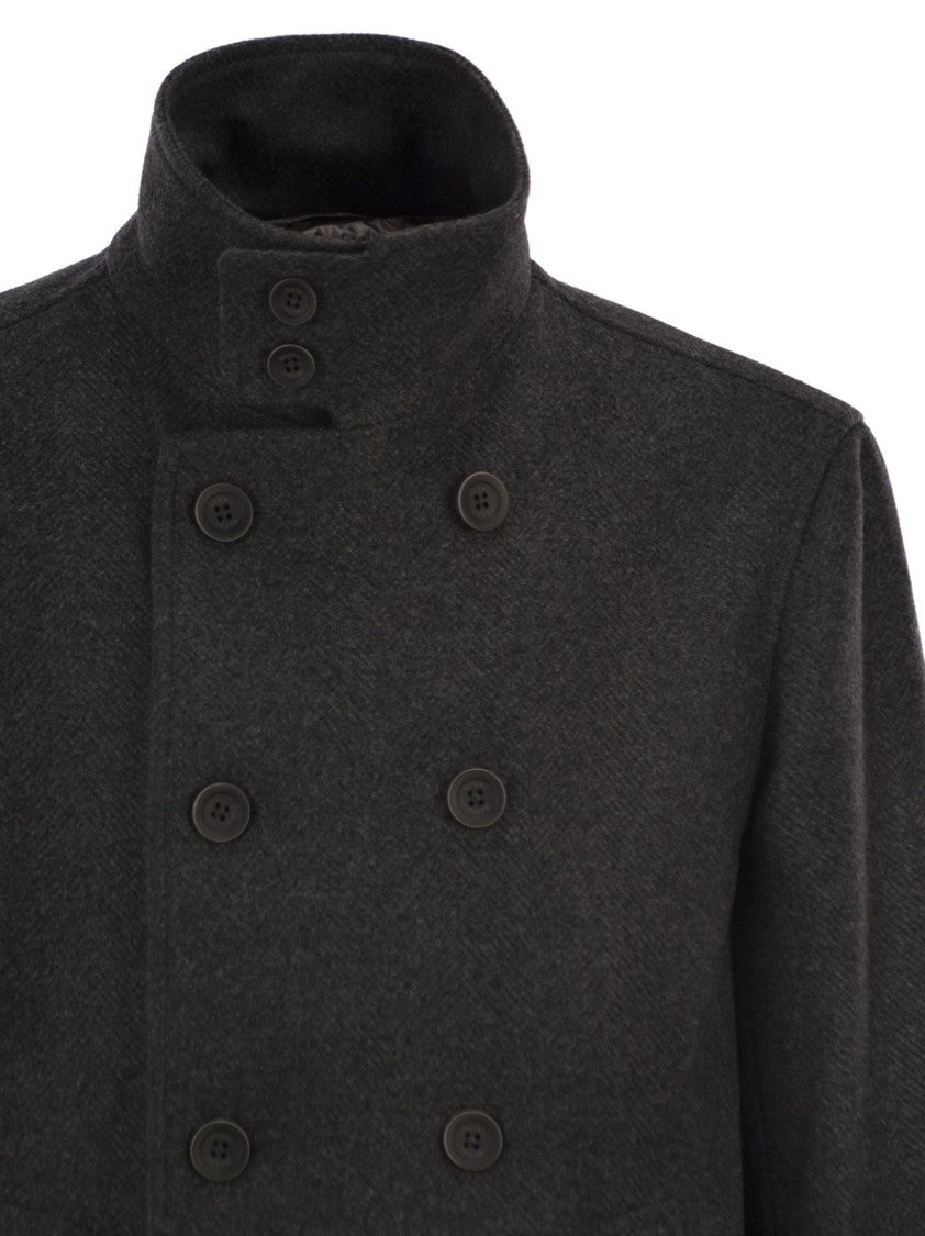 Herno Double-Breasted Coat In Wool Blend