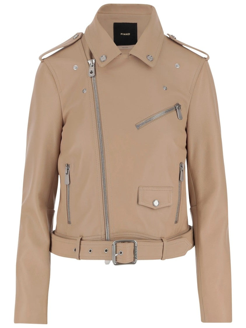 Pinko Leather Biker Jacket
