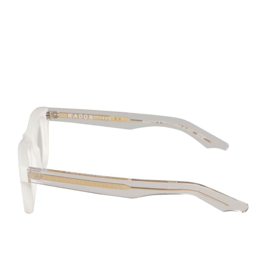 Kador Voyager 23 Translucent White Rectangular Sunglasses With Gold Accents
