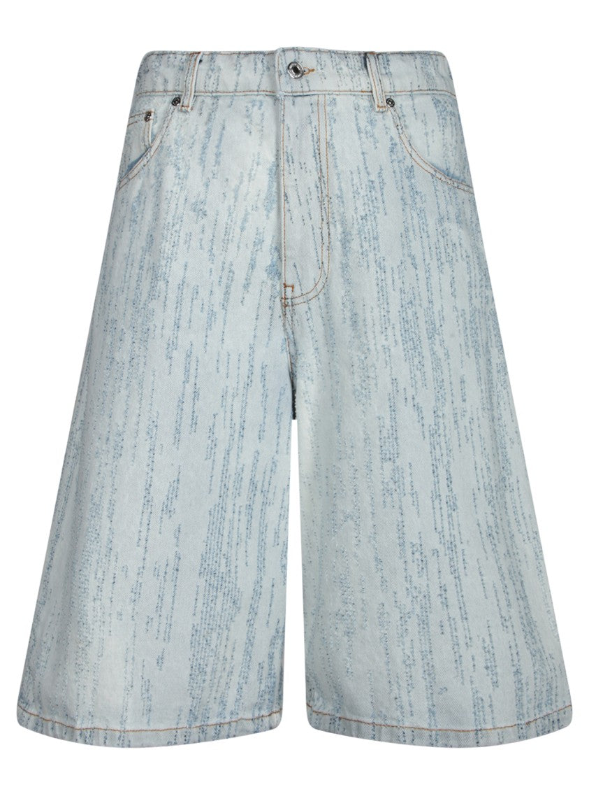 Msgm Faded Denim Blue Shorts With Relaxed Fit