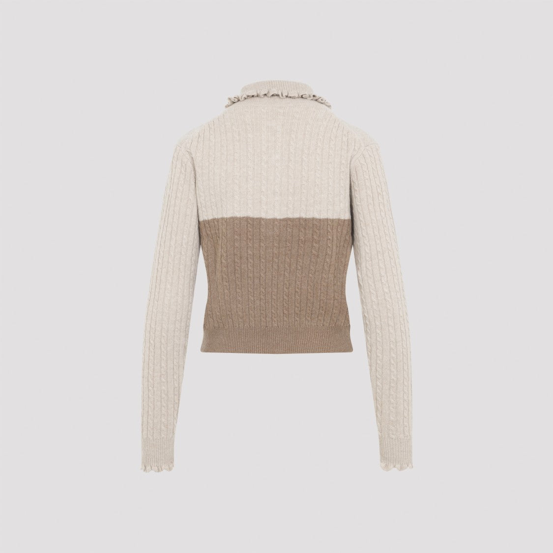 Chloé Cropped Two-Tone Cable Knit Sweater