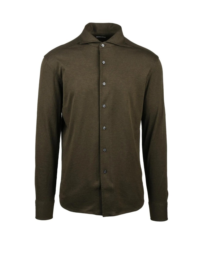 Sonrisa Fior Di Cotone Forest Green Regular Fit Cotton Shirt With Classic Collar