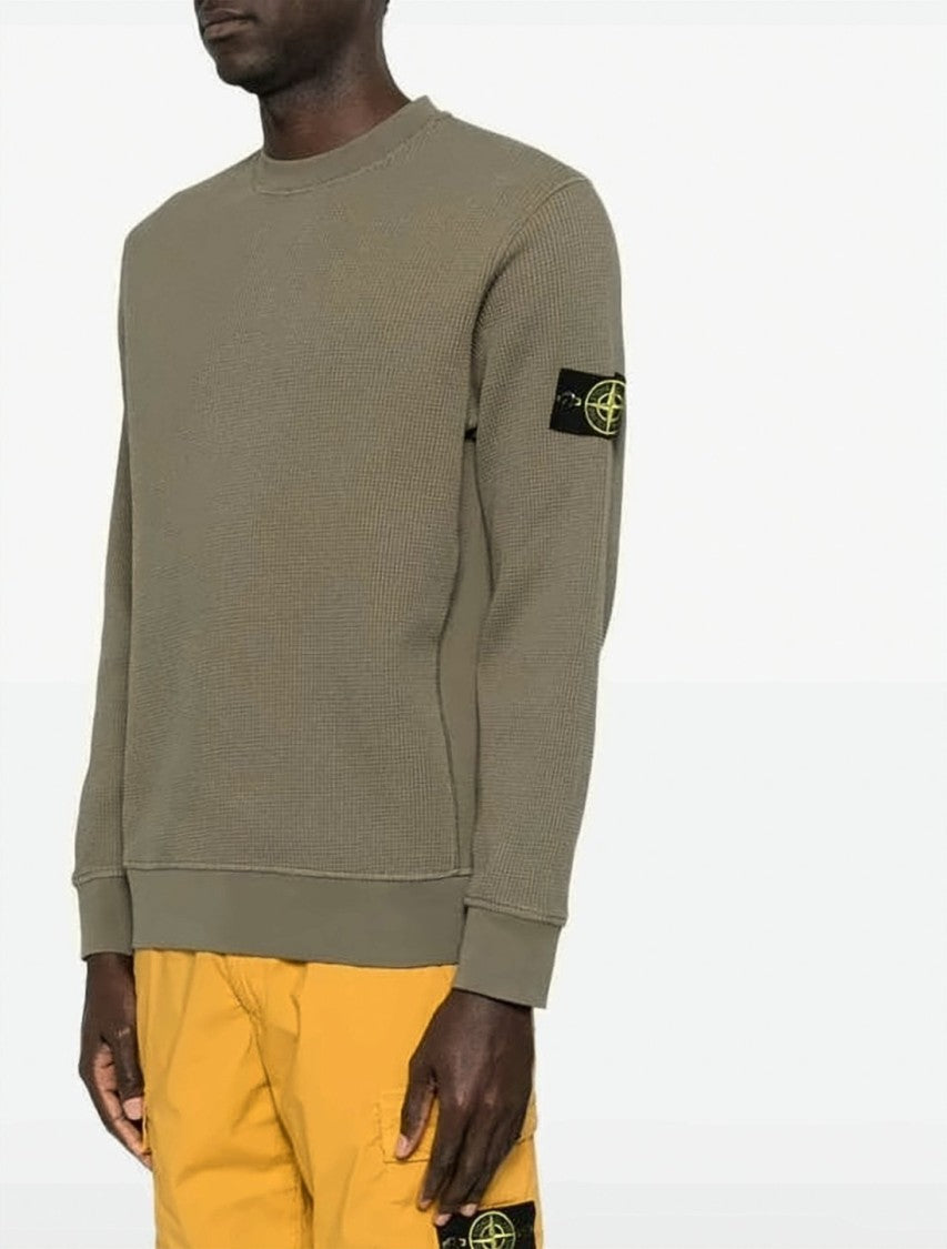Stone Island Textured Cotton Long-Sleeve Crewneck Top