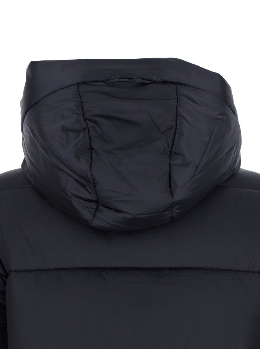 Save The Duck Streamlined Black Puffer Coat With High Collar