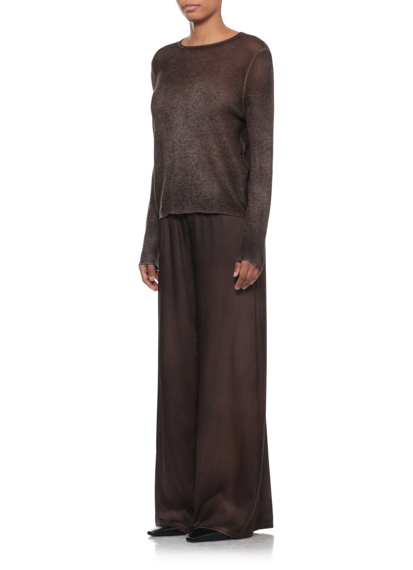 Avant Toi Semi-Sheer Brown Cashmere Jersey With Long Sleeves