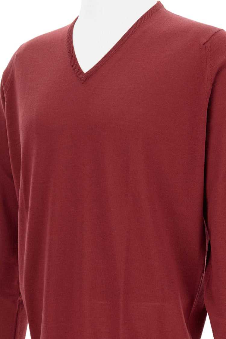 John Smedley V-Neck Long Sleeve Sweater In Extra-Fine Merino Wool
