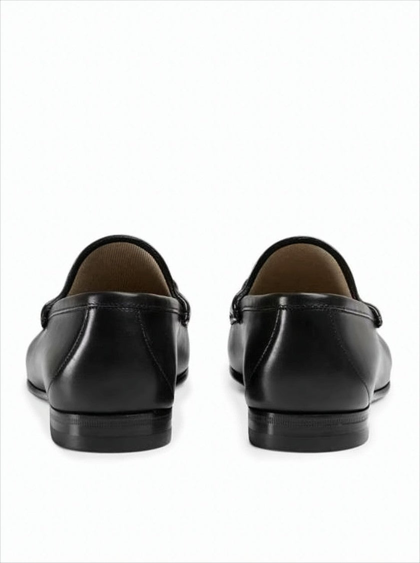 Gucci Black Leather Loafers With Gold-Tone Horsebit Detail