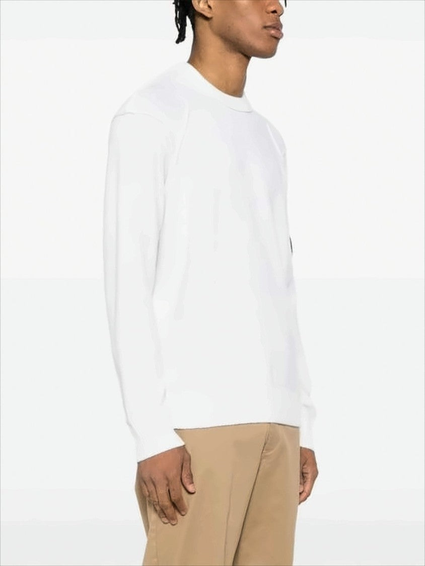 C.P. Company Long-Sleeve Minimalist Wool-Nylon Blend Top With Lens Patch