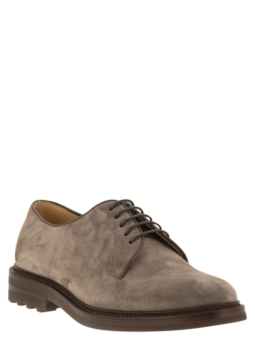 Brunello Cucinelli Timeless Suede Derby Shoes