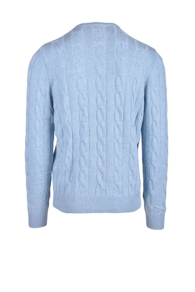 Malo Optimum Light Blue Cable Knit Pullover Sweater