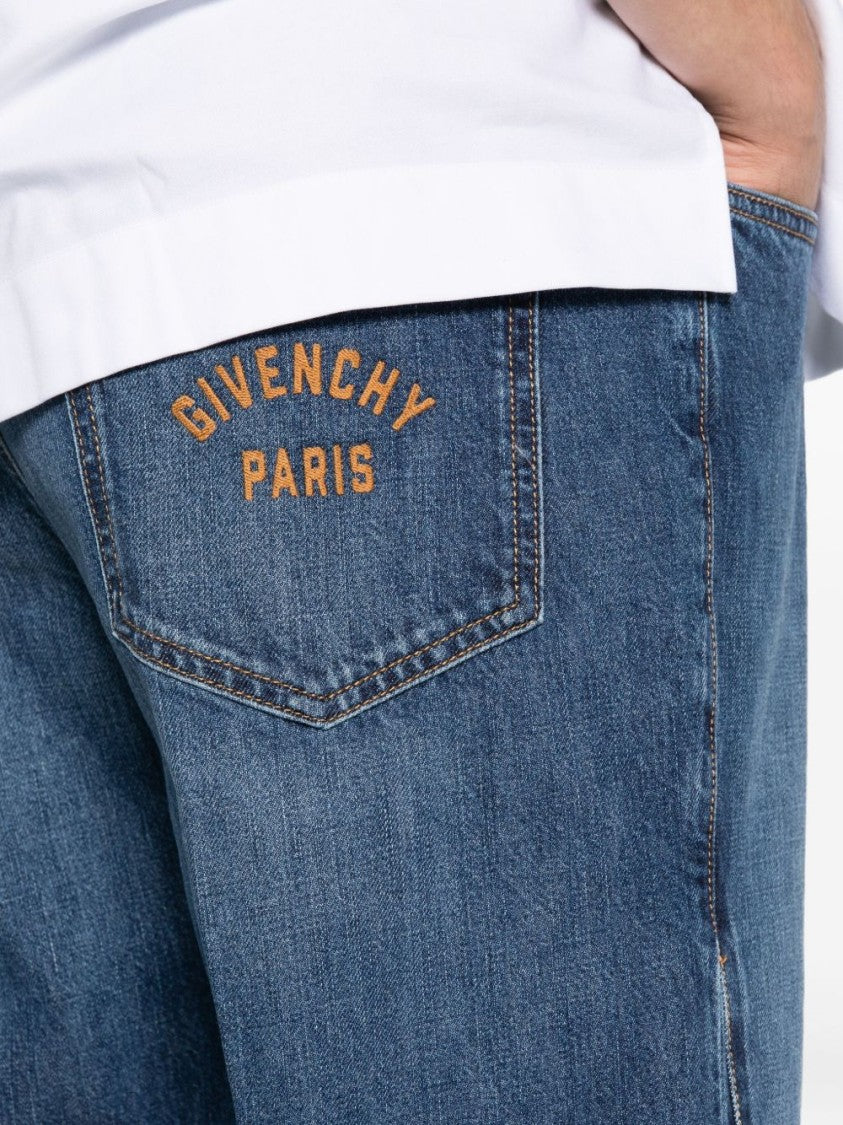 Givenchy Straight-Leg Denim Jeans With Faded Blue Wash And Embroidered Branding