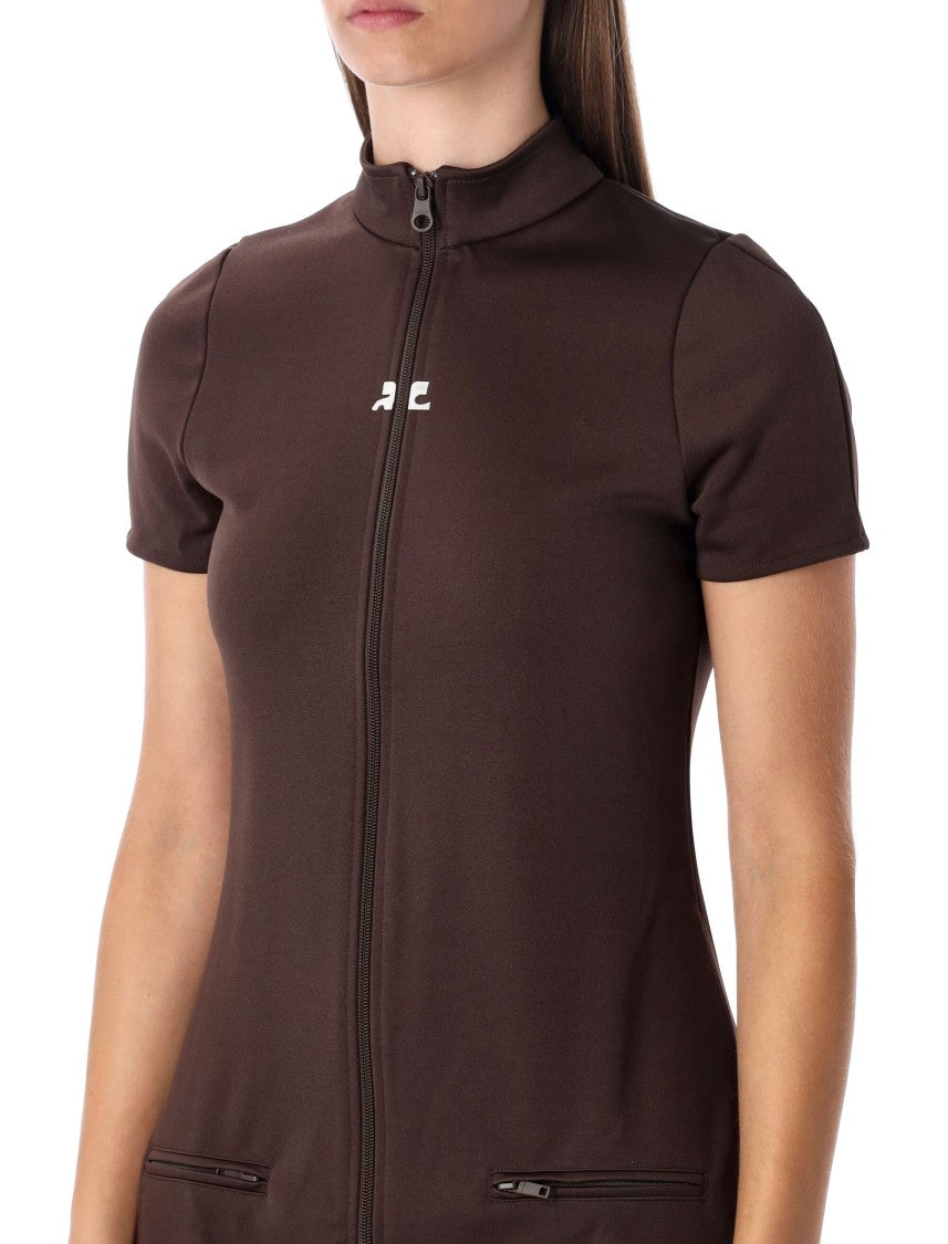 Courrèges Brown Interlock Tracksuit Mini Dress