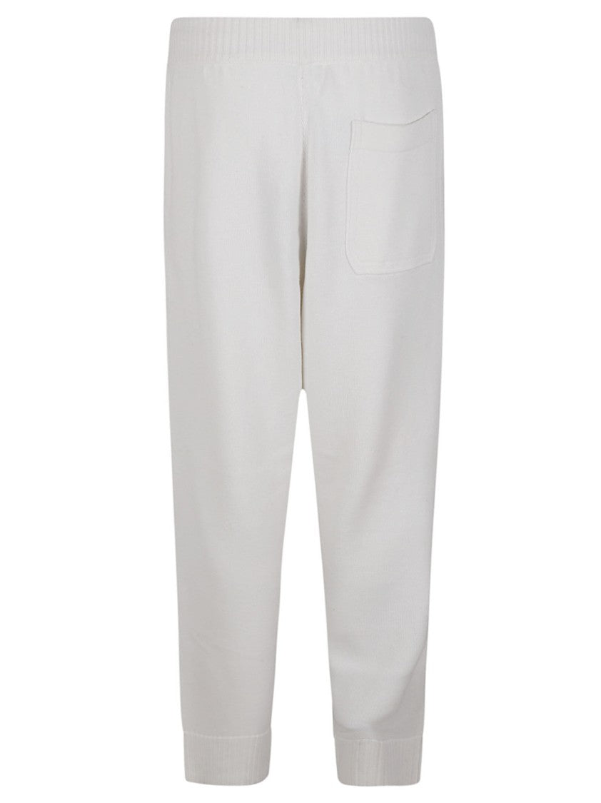 Zegna Relaxed Fit White Trousers With Ribbed Waistband