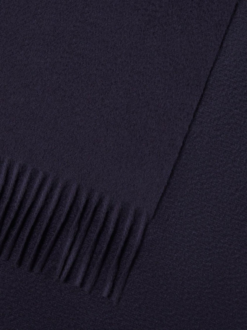 Zegna Midnight Blue Cashmere Scarf With Fringed Edge
