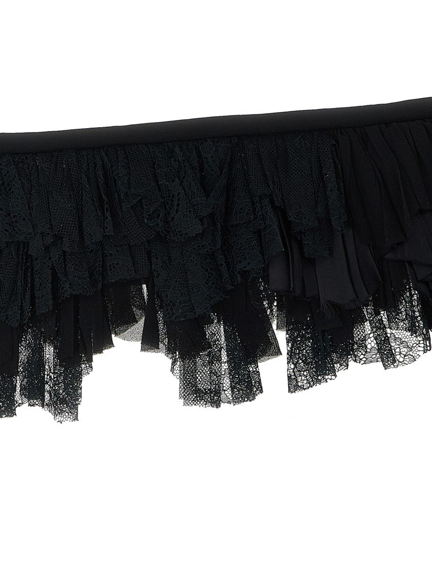 Alberta Ferretti Georgette Collar With Flounces And Lace Fringes