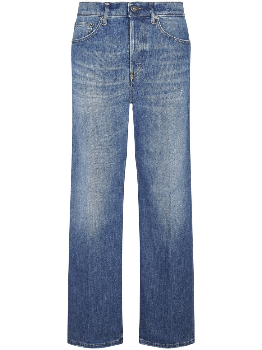 Dondup Wide-Leg Trousers With Branded Leather Patch