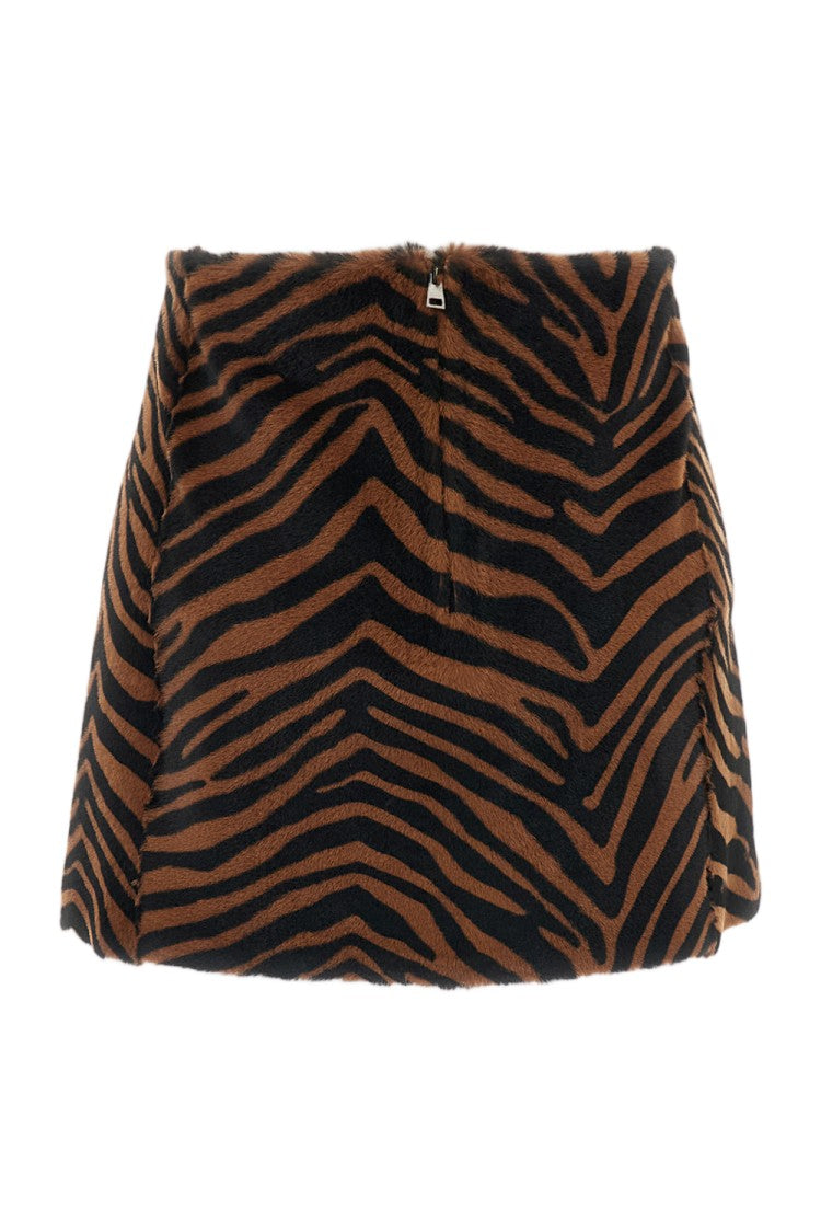 Parosh Animalier Pony-Effect Leather Mini Skirt