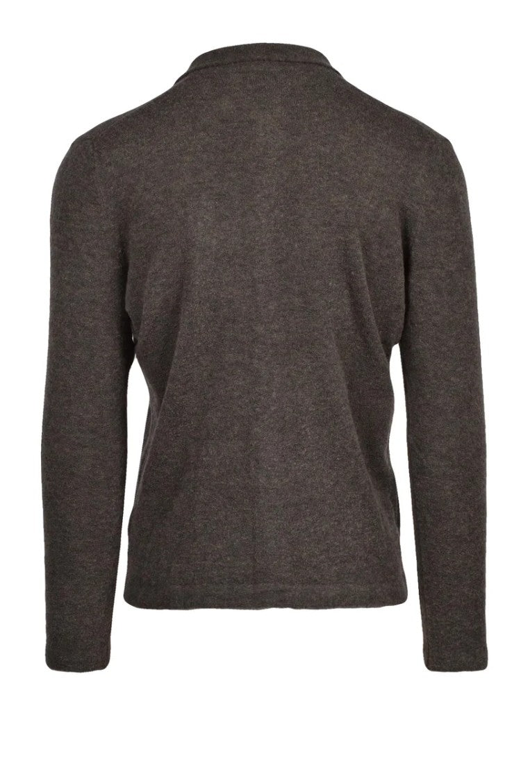 Fama Green Cardigan Merino Wool Polyamide Men