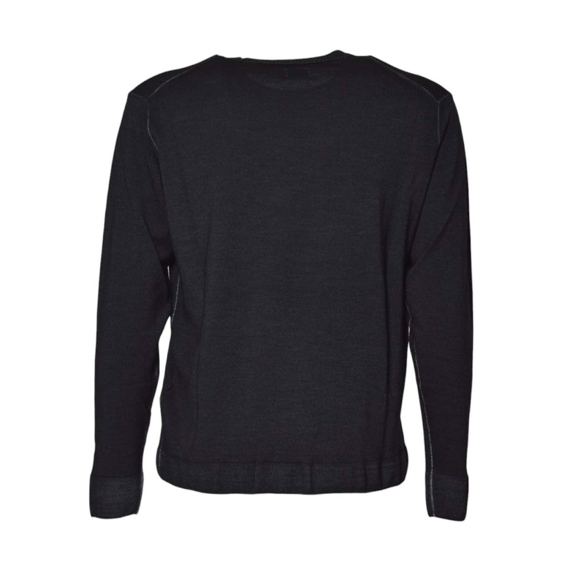 C.P. Company Minimalist Black Merino Wool Sweater With Crew Neckline