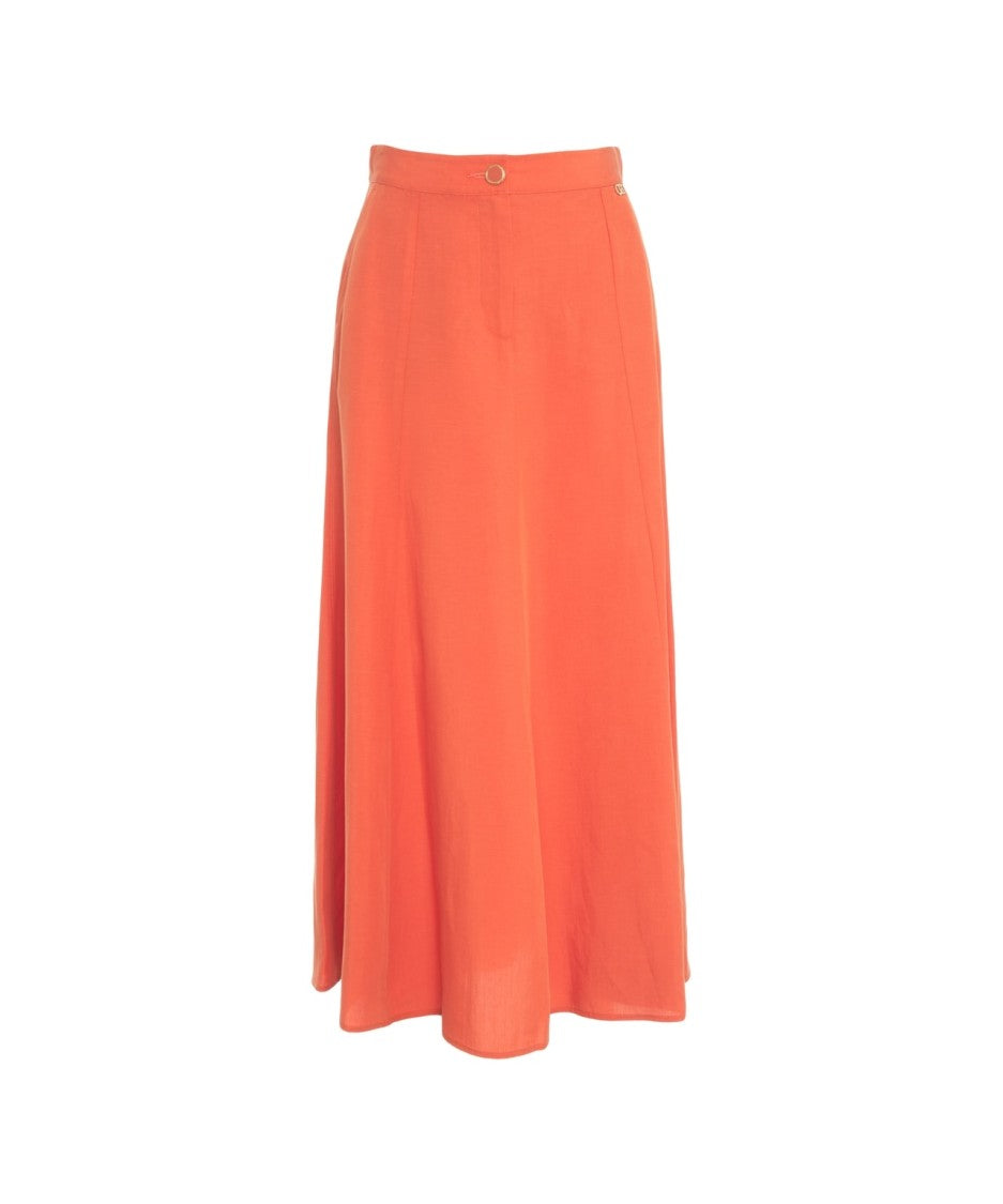Liu Jo Flared Ankle-Length Linen Blend Skirt