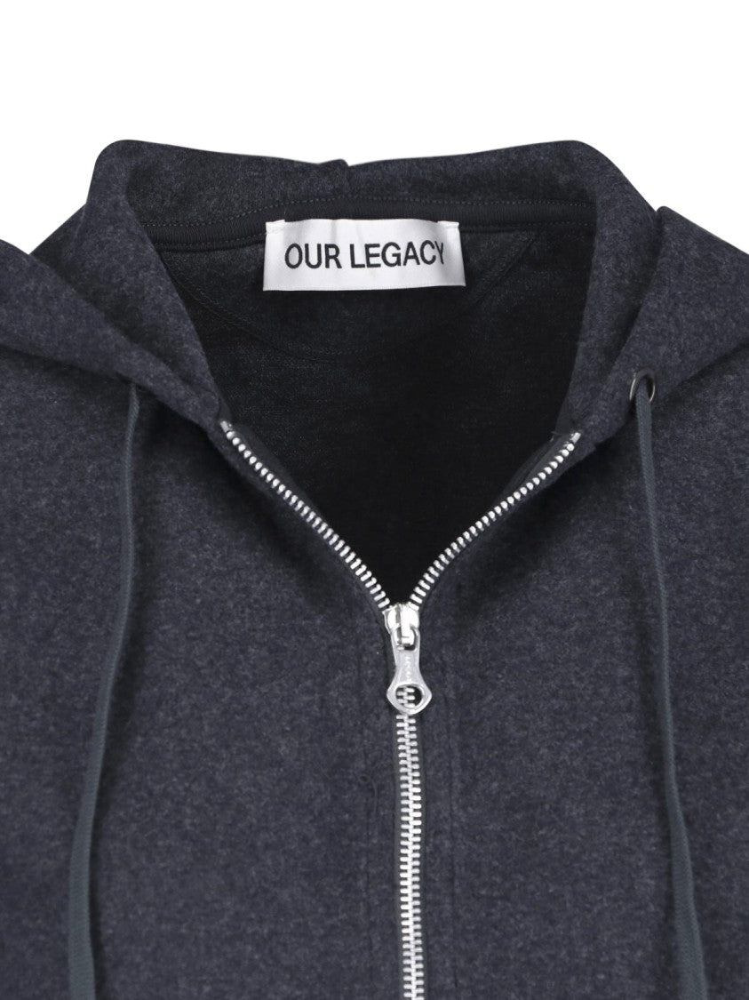 Our Legacy Dark Heathered Zip-Up Cropped Hoodie