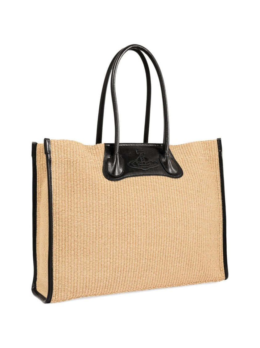 Vivienne Westwood Beige Minimalist Grained Leather Top Bag