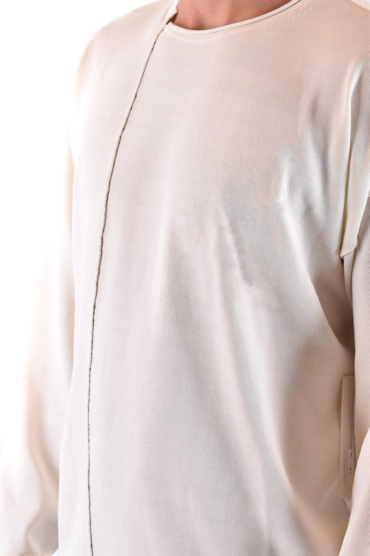 Isabel Benenato Relaxed Fit White Knitwear Asymmetrical Seams